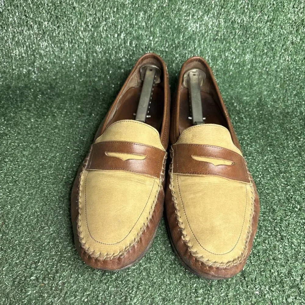 Bragano Cole Haan Shoes Mens Size 13 M Brown / Tan Leather Slip On Penny Loafers